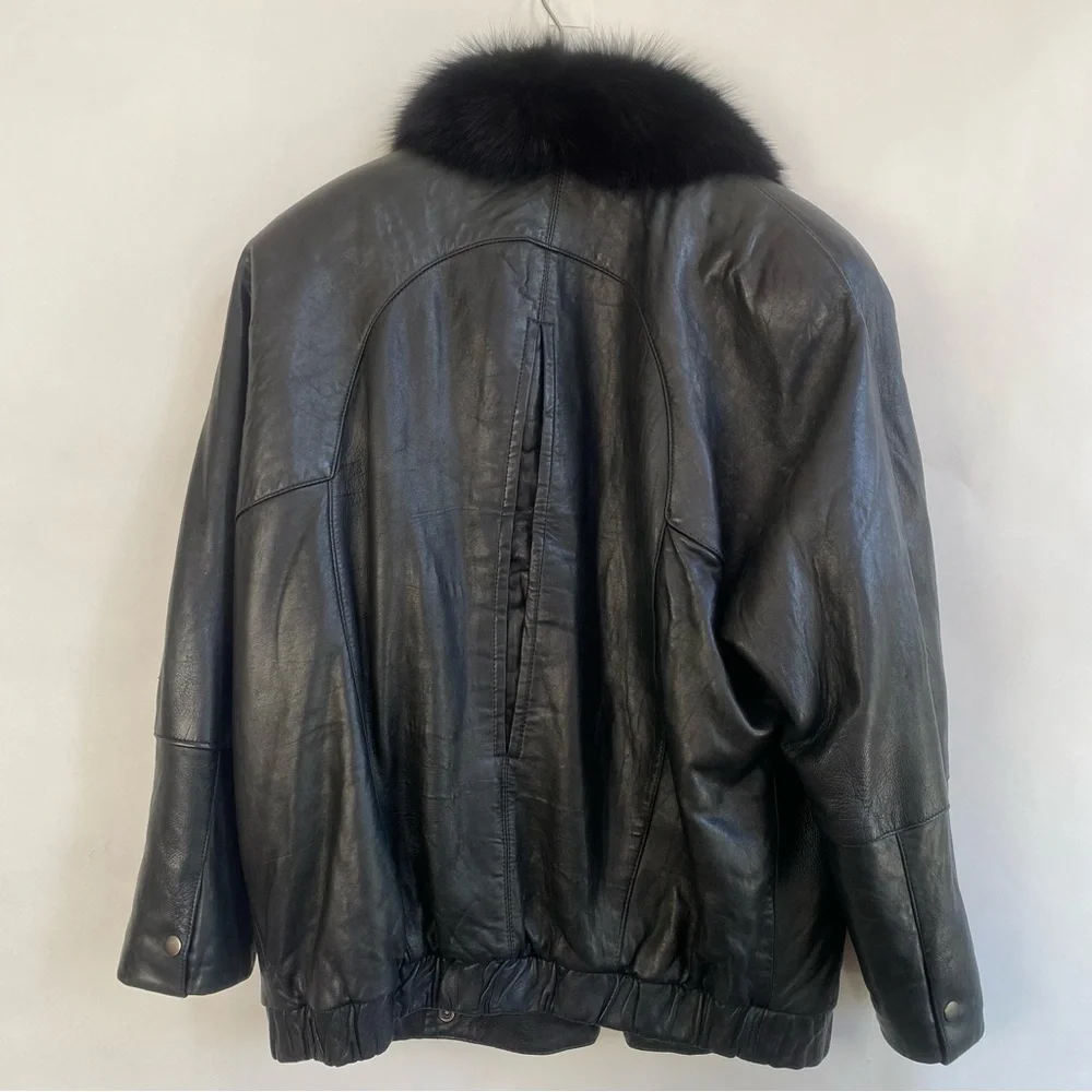 Andrew Marc Vintage Leather Jacket with Fur M - Picture 8 of 11